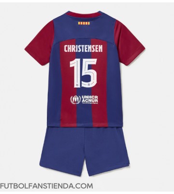 Barcelona Andreas Christensen #15 Primera Equipación Niños 2023-24 Manga Corta (+ Pantalones cortos)